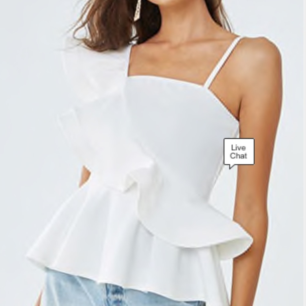White Ruffled flounce Top